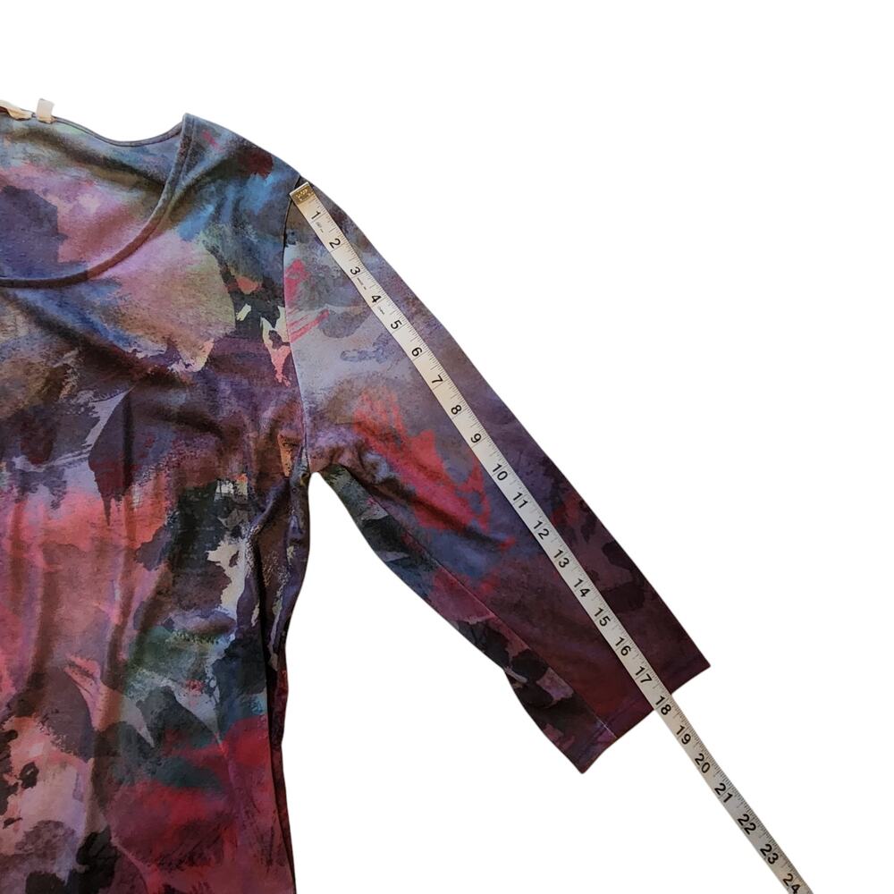 Soft Surroundings Scoop Neck Pullover, uneven hem, Watercolor size XL - Picture 4 of 9